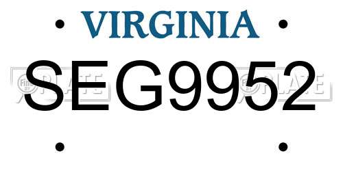 SEG9952 Virginia License Plate