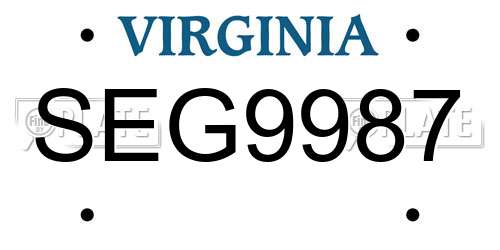 SEG9987 Virginia License Plate