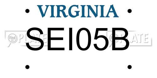 SEI05B Virginia License Plate