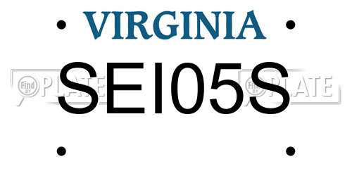 SEI05S Virginia License Plate