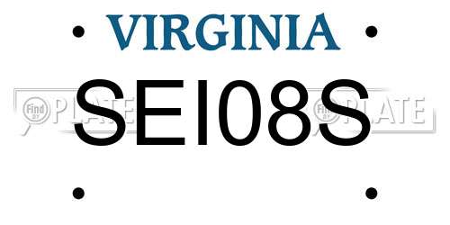 SEI08S Virginia License Plate