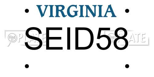 SEID58 Virginia License Plate