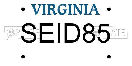 SEID85 Virginia License Plate