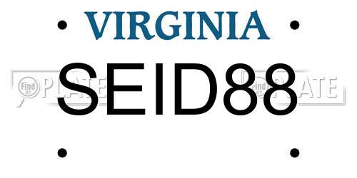 SEID88 Virginia License Plate