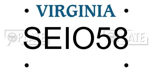 SEIO58 Virginia License Plate
