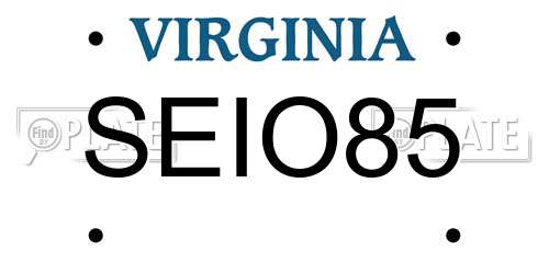 SEIO85 Virginia License Plate