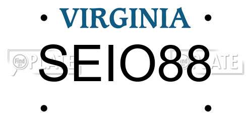 SEIO88 Virginia License Plate