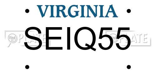 SEIQ55 Virginia License Plate