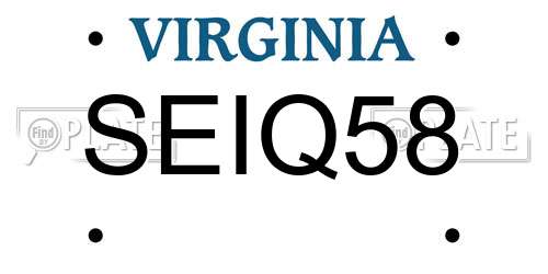 SEIQ58 Virginia License Plate