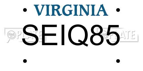 SEIQ85 Virginia License Plate