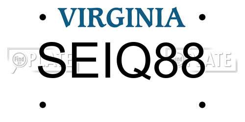 SEIQ88 Virginia License Plate