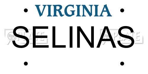 SELINAS Virginia License Plate