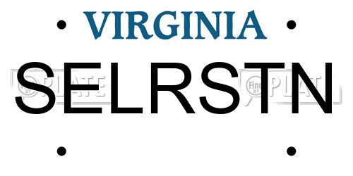 SELRSTN Virginia License Plate