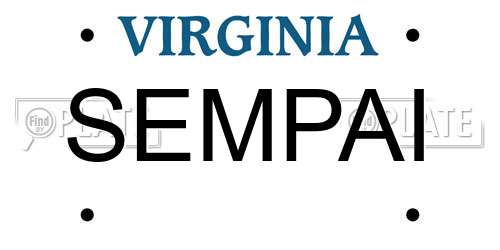 SEMPAI Virginia License Plate