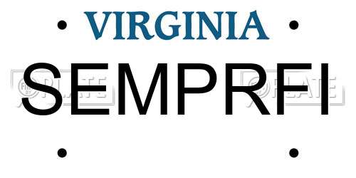 SEMPRFI Virginia License Plate