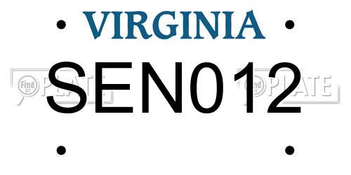 SEN012 Virginia License Plate