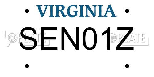 SEN01Z Virginia License Plate