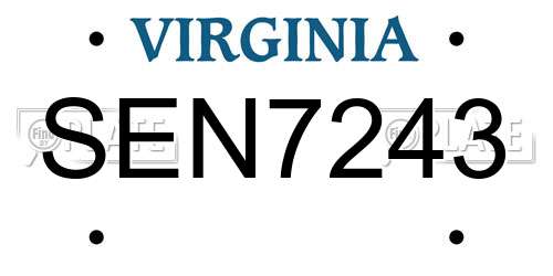SEN7243 Virginia License Plate