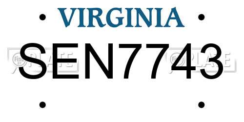 SEN7743 Virginia License Plate