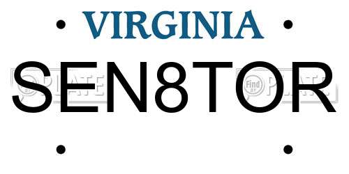 SEN8TOR Virginia License Plate