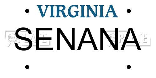 SENANA Virginia License Plate