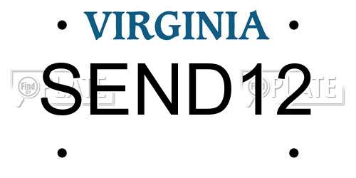 SEND12 Virginia License Plate