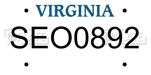 SEO0892 Virginia License Plate