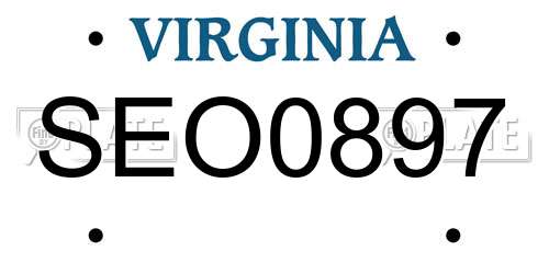 SEO0897 Virginia License Plate
