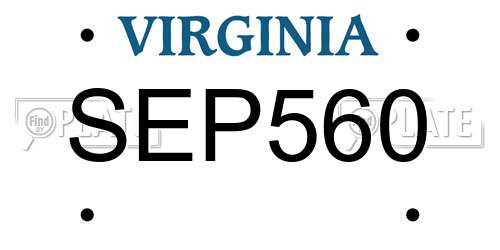 SEP560 Virginia License Plate