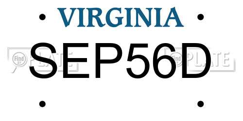 SEP56D Virginia License Plate