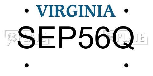 SEP56Q Virginia License Plate