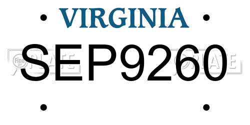 SEP9260 Virginia License Plate