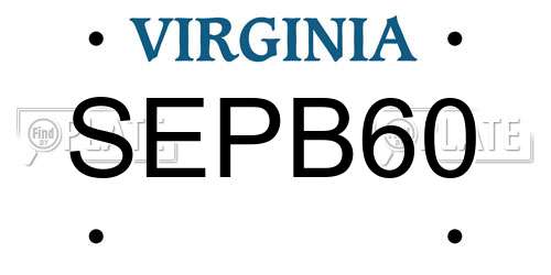 SEPB60 Virginia License Plate
