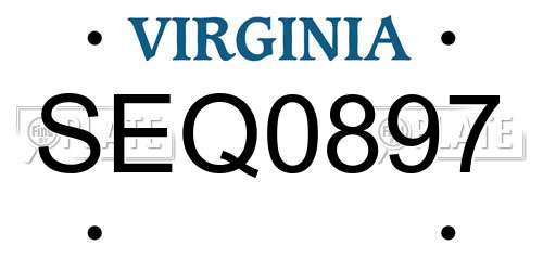 SEQ0897 Virginia License Plate
