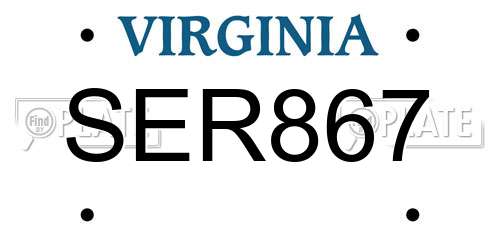 SER867 Virginia License Plate