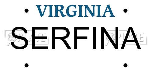SERFINA Virginia License Plate