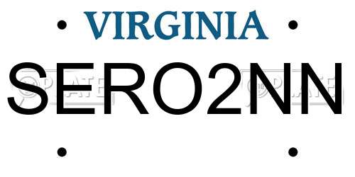 SERO2NN Virginia License Plate