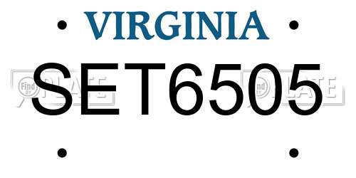 SET6505 Virginia License Plate