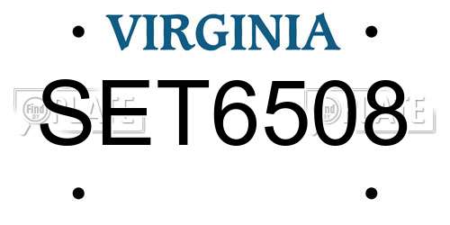 SET6508 Virginia License Plate
