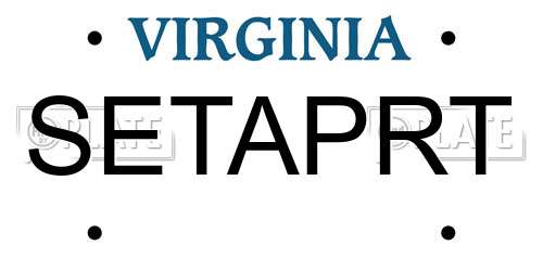 SETAPRT Virginia License Plate