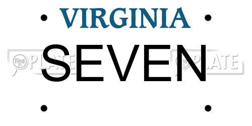 SEVEN Virginia License Plate
