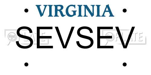 SEVSEV Virginia License Plate