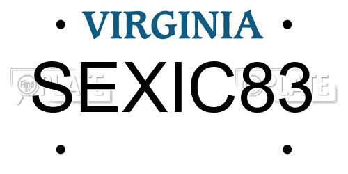 SEXIC83 Virginia License Plate