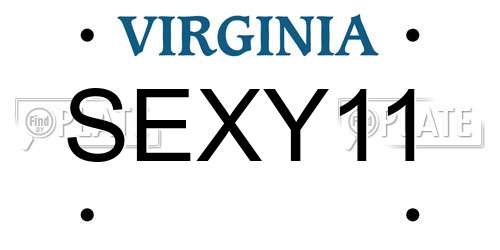 SEXY11 Virginia License Plate