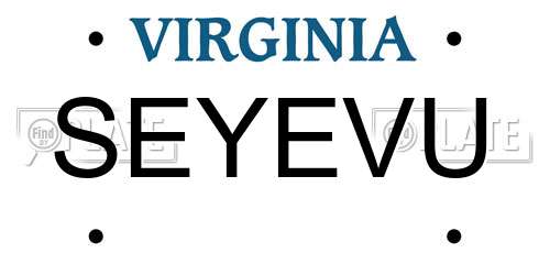 SEYEVU Virginia License Plate