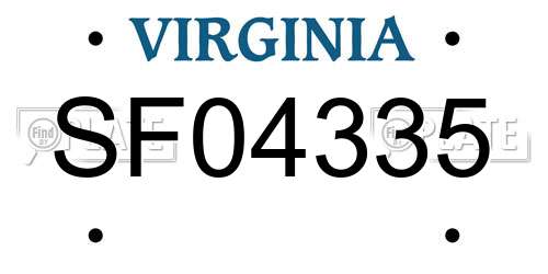 SF04335 Virginia License Plate