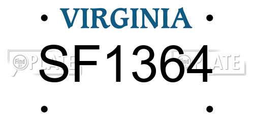 SF1364 Virginia License Plate