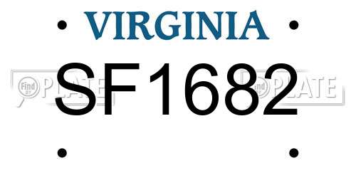 SF1682 Virginia License Plate