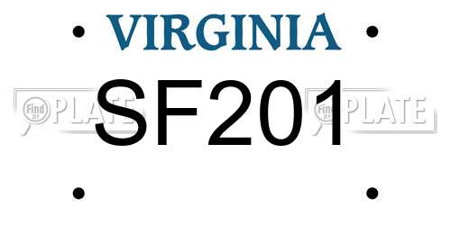 SF201 Virginia License Plate