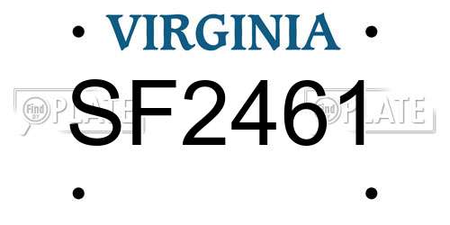 SF2461 Virginia License Plate